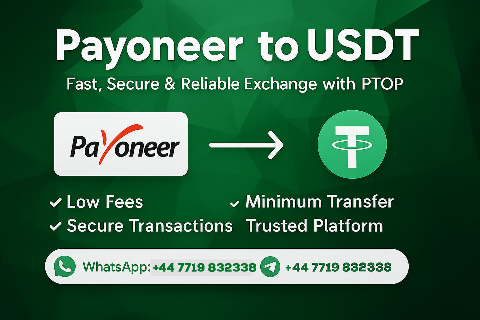 Payoneer to USDT – Fast & Secure Exchange with PTOP