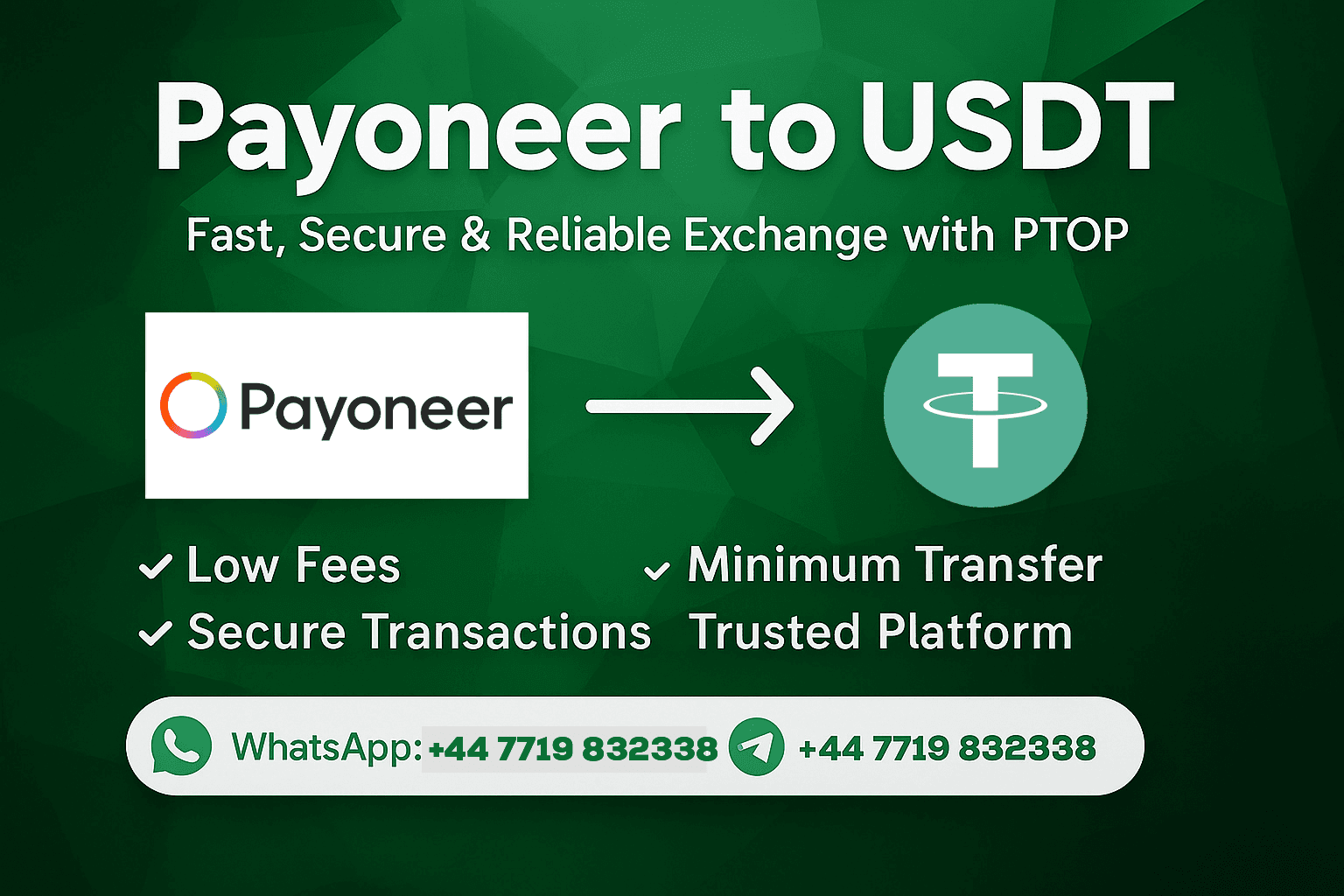 Payoneer to USDT – Fast & Secure Exchange with PTOP